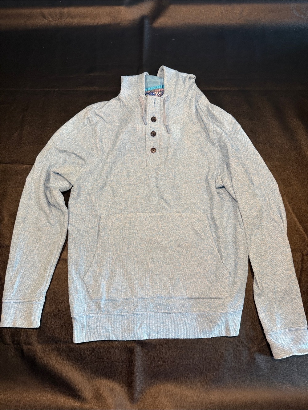 Robert Graham Light Blue Henley Hooded Pullover
